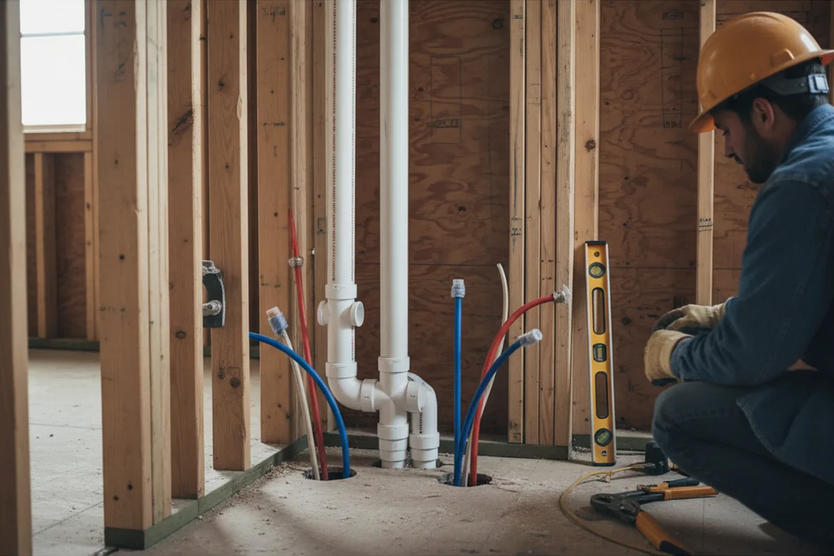 Drain and supply rough-in during Drain Cleaning in Layton